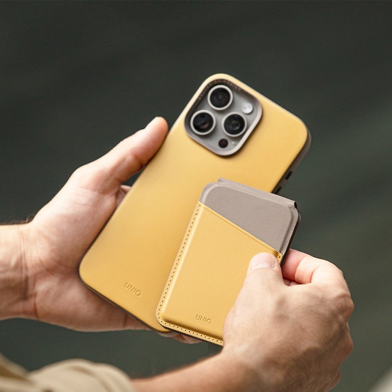 Lyden Ds Rfid 防磁波支架磁吸卡夾-金絲雀黃/石灰 - 手機/平板支架 - 人造皮革 黃色
