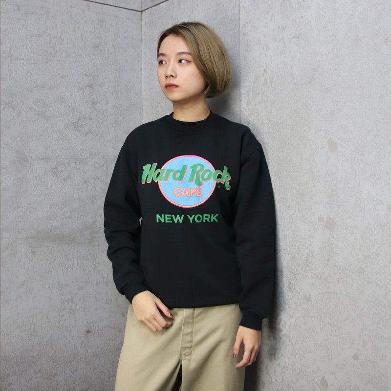 Tsubasa.Y Ancient House 015 HardRock Black New York University Tee, vintage shirt long sleeves - เสื้อผู้หญิง - ผ้าฝ้าย/ผ้าลินิน สีดำ