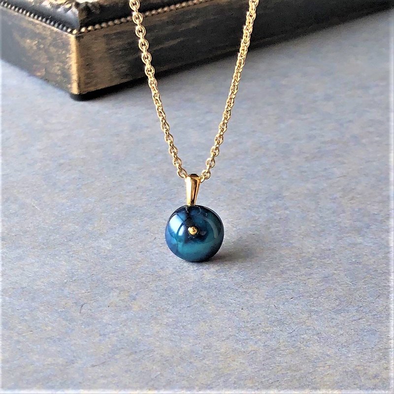 [Pinkoi limited Shigaraki ware] Pinkoi gold-Ceramic necklace separately Japanese traditional crafts - Necklaces - Pottery Blue