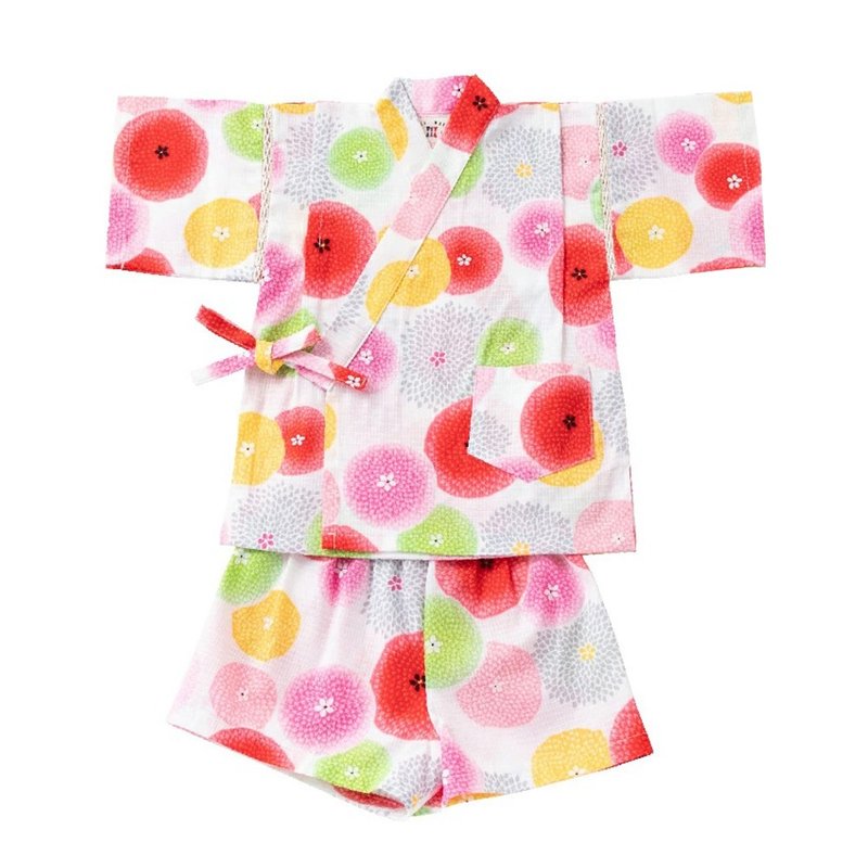 [Japanese OP mini] Japanese Jinbei girls short suit available in two colors - เสื้อยืด - ผ้าฝ้าย/ผ้าลินิน 