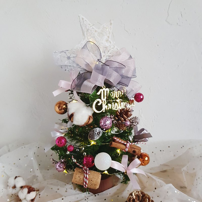 ドライフラワークリスマスツリー_韓国のパウダーグレー_スポット - 置物 - 寄せ植え・花 ピンク