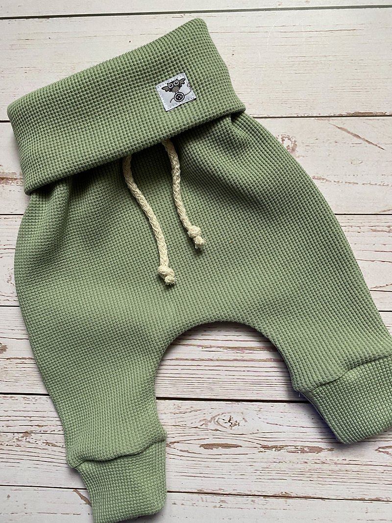 Baby pants baby leggings boho baby clothes organic cotton pants for boy or girl - กางเกง - ผ้าฝ้าย/ผ้าลินิน สีเขียว