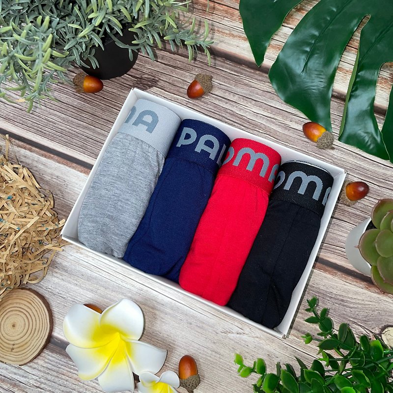 【Paloma】Graphene antibacterial flat pants-4 pieces gift box - Men's Underwear - Polyester Khaki