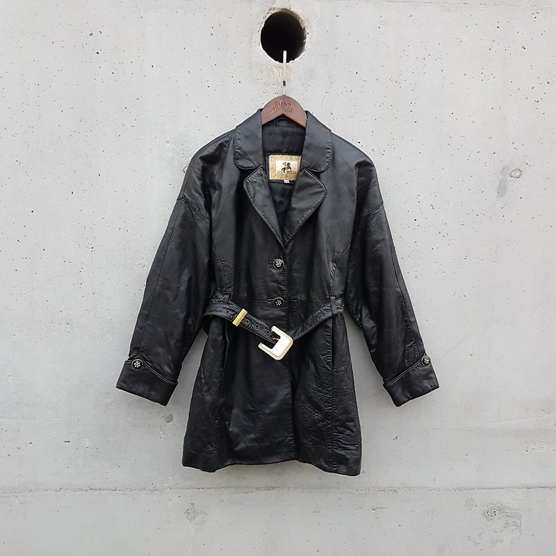 Little tortoise Ge Ge-Italy-PALUAS Gorgeous big button leather jacket VINTAGE - เสื้อแจ็คเก็ต - หนังแท้ 