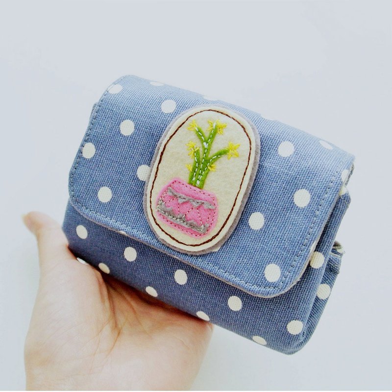 Small Purse, Change Pouch, Coin Purse, Small Wallet Purse - Cactus Lovers (A) - Wallets - Cotton & Hemp Blue