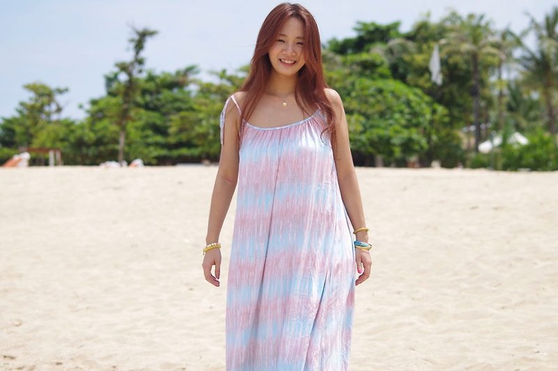Tie dye camisole dress <Pink Blue> - One Piece Dresses - Paper Pink