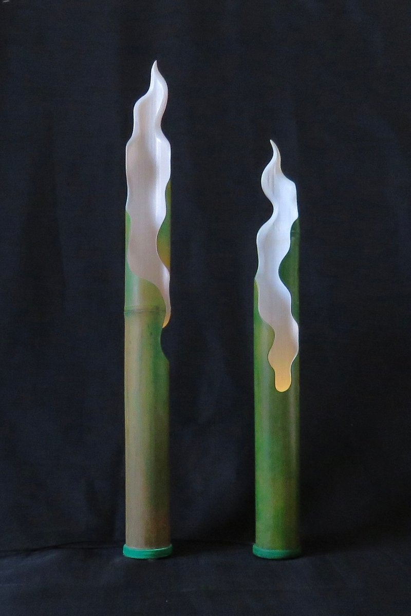 Twin Flames - Aesthetic Romantic LED Guizhu Cultural Night Light Set - โคมไฟ - ไม้ไผ่ สีเขียว