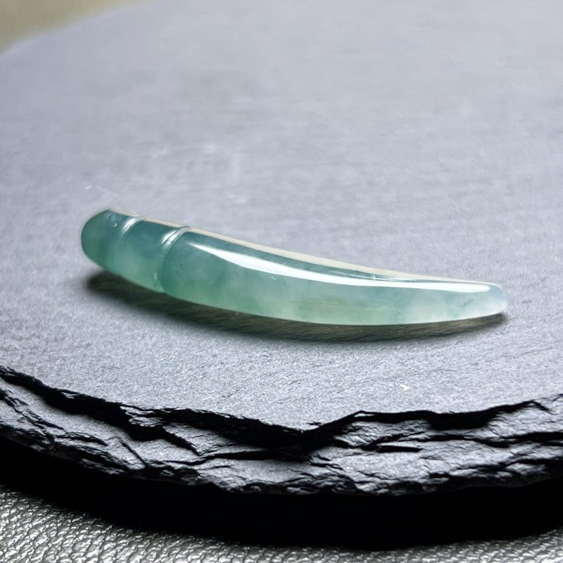 Ice type floating blue flower jade dragon tooth | Natural Burmese jade A grade jade | Gift giving - สร้อยคอ - หยก สีใส