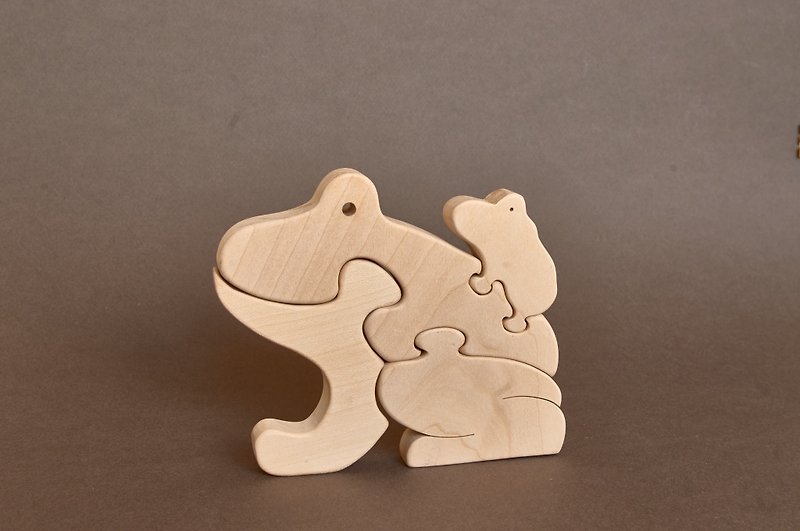 木製カエル動物パズルおもちゃ置物赤ちゃん - 知育玩具・ぬいぐるみ - 木製 透明