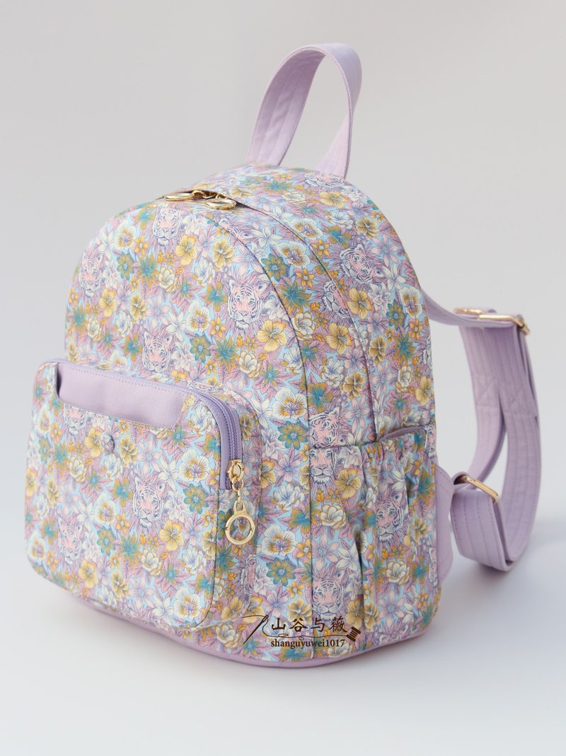 British liberty tana fabric tiger | backpack | backpack | fabric backpack - กระเป๋าเป้สะพายหลัง - ผ้าฝ้าย/ผ้าลินิน สึชมพู