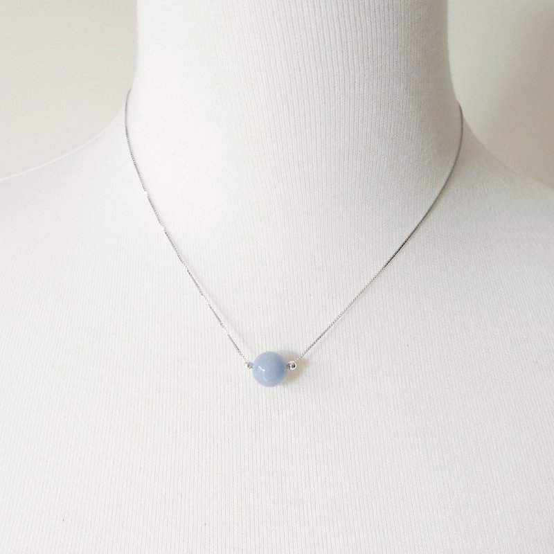 Original series. Morandi color Stone angel clavicle chain - Collar Necklaces - Gemstone Blue