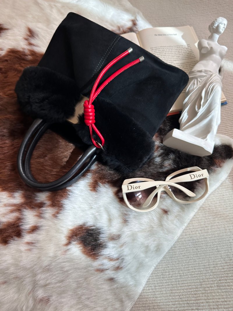 Salvatore Ferragamo 菲拉格慕 羊羔毛麂皮 托特包 - 手提包/手提袋 - 人造皮革 黑色