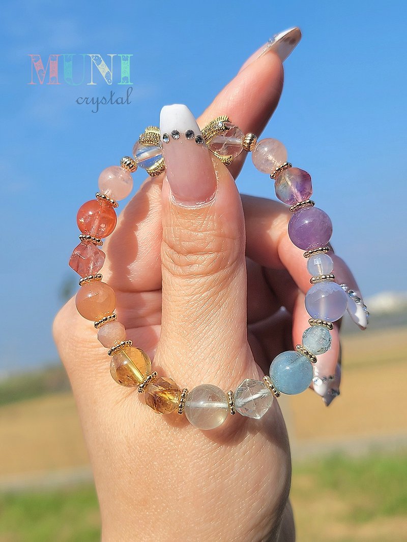 . Hazy sky. Macaron seven chakra color full design Muni Crystal - Bracelets - Crystal Multicolor