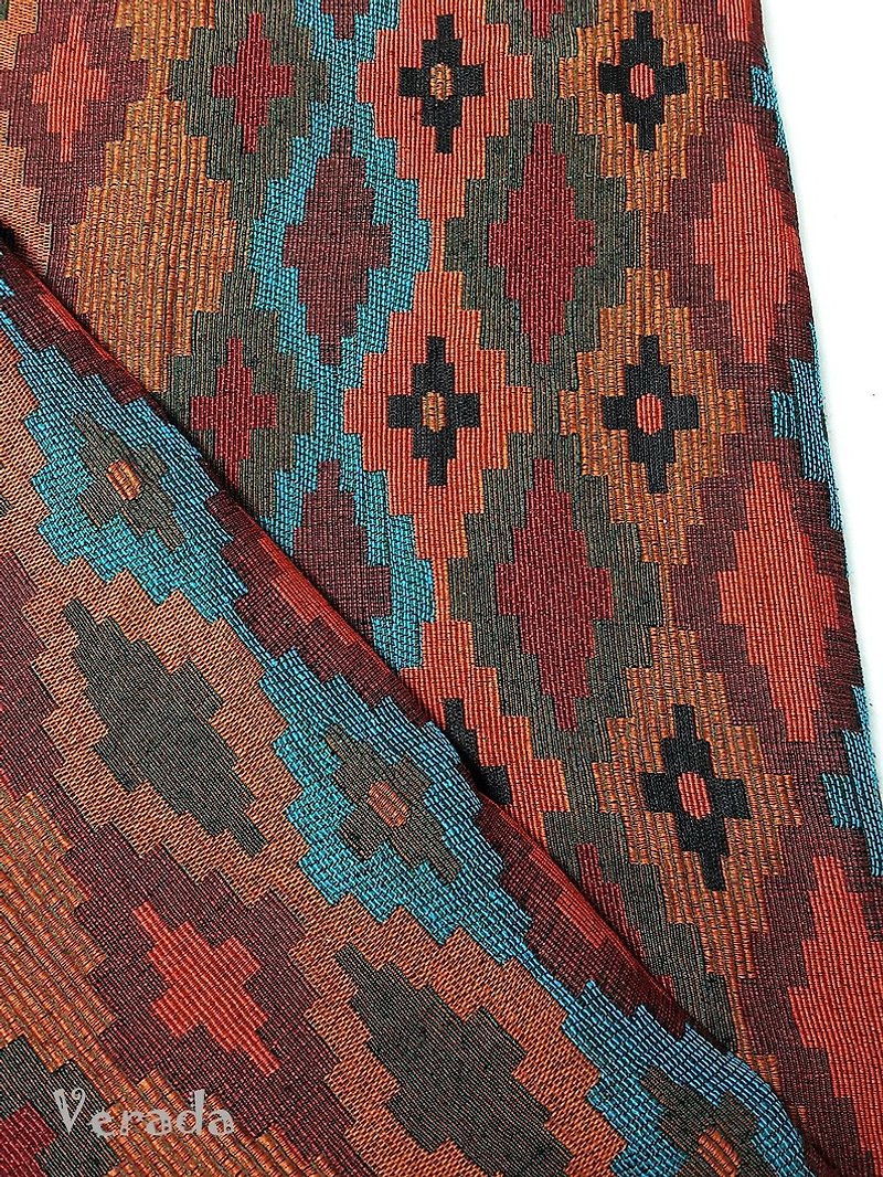 Multi-color Tribal Fabric Thai Woven Fabric Craft Supplies Textile 1/2 yard - 編織/羊毛氈/布藝 - 其他材質 橘色