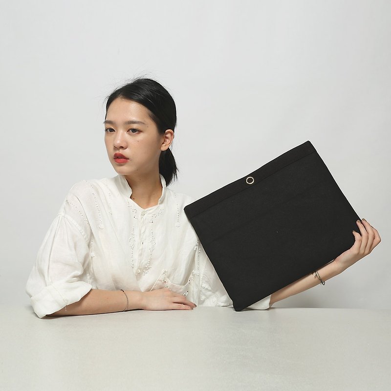 13 inch laptop bag protective cover - mysterious black - no oblique with money - Clutch Bags - Cotton & Hemp Black