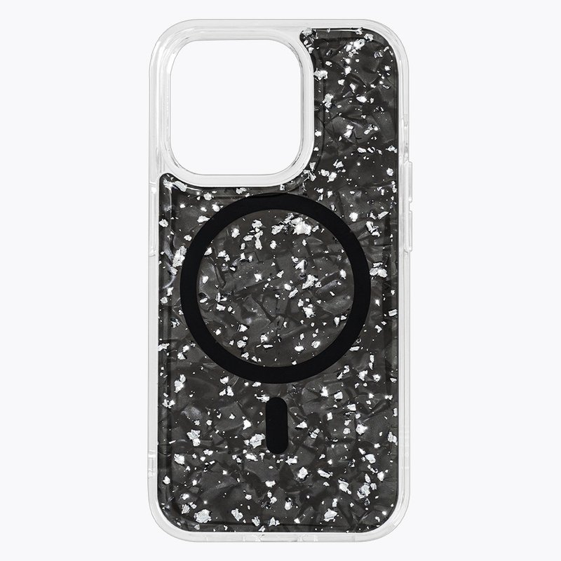 Celluloid series black pearl iPhone 15 14 13 pro max anti-fall mobile phone case shell - เคส/ซองมือถือ - เปลือกหอย สีดำ