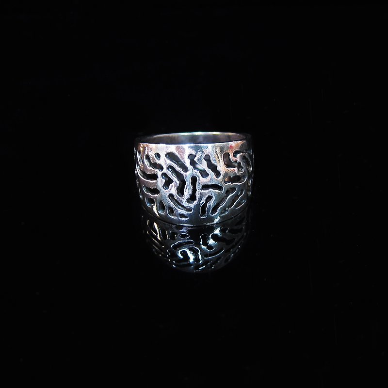 [Hollow ring series - Tiger] handmade silver ring Silver ring. Memorial ring. Lovers' Ring - แหวนคู่ - โลหะ สีเงิน