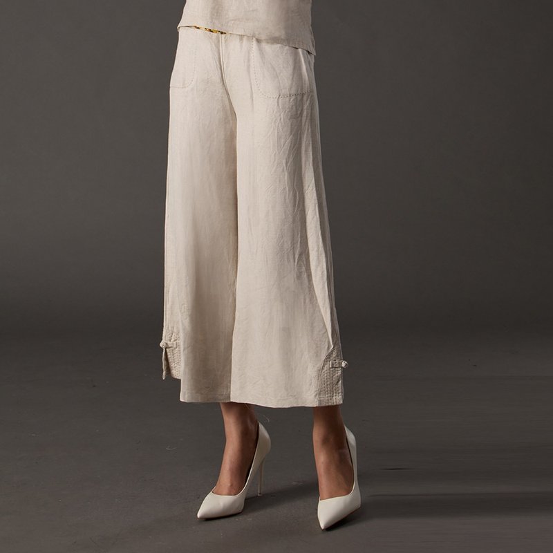 Classic beauty linen ancient cloth eight-point hakama【18138】 - Women's Pants - Cotton & Hemp 