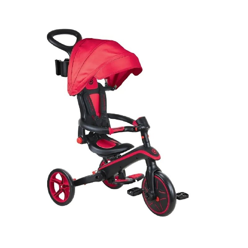 GLOBBER 4-in-1 Trike multifunctional 3-wheel stroller folding version - supercar racing red - รถเข็นเด็ก - วัสดุอื่นๆ สีแดง