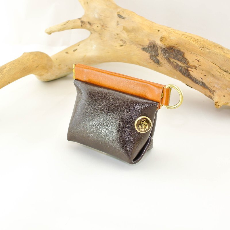 ✐. Shrapnel three-dimensional multi-functional small package. ✐ --- coin purse / small bag / admission / key / headset - Coin Purses - Genuine Leather Brown