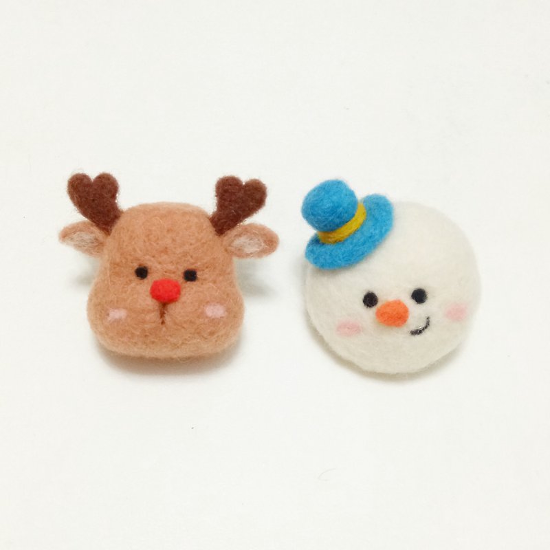 Christmas to exchange gifts! Snowman, reindeer-wool felt pins
