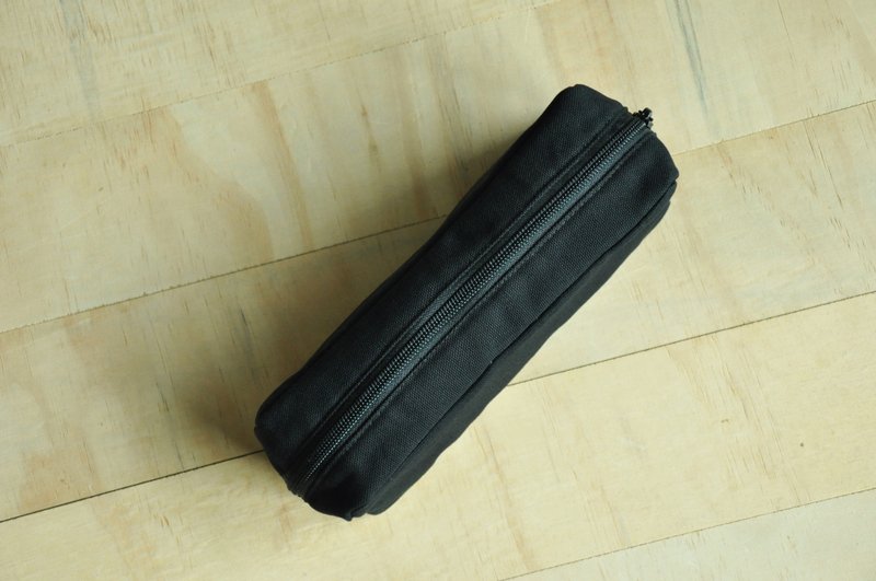 ENDURE/Black canvas rectangular large size pencil case/2 hidden pocket zipper - กล่องดินสอ/ถุงดินสอ - ผ้าฝ้าย/ผ้าลินิน สีดำ