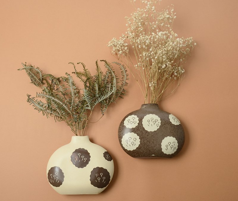 ラウンドフラワー/台湾植物シリーズ（白米） - 花瓶・植木鉢 - 陶器 カーキ