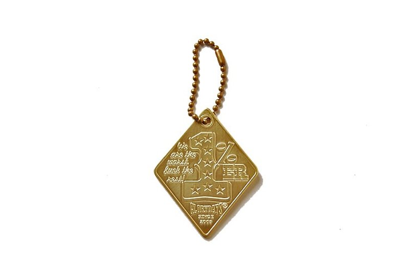 1% ER Brass Keychain - 1% ER Brass Key Ring - "Specials" - ที่ห้อยกุญแจ - โลหะ สีทอง