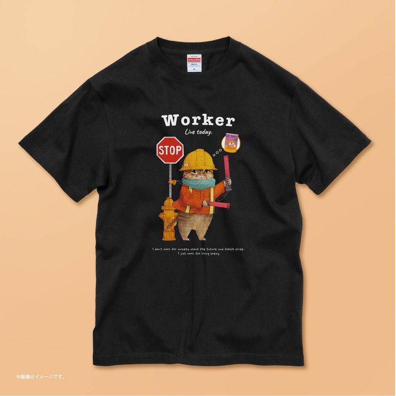 The working cat./コットンTシャツ - 女 T 恤 - 棉．麻 白色