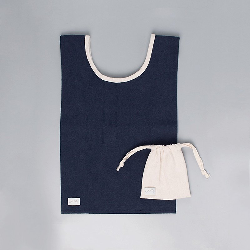 [Yoyou] Piping color matching vest shopping with tote bag with storage pocket blue M - Handbags & Totes - Cotton & Hemp Blue