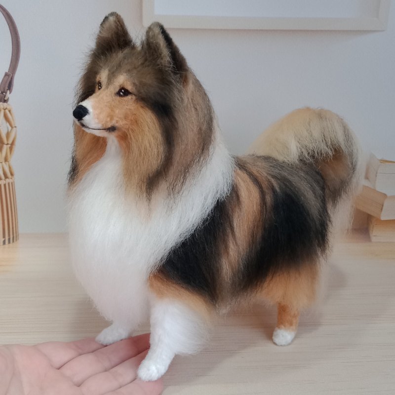 Custom Realistic Crochet Sheltie Sable Miniature — Handmade Pet Replica - 玩偶/公仔 - 其他材質 咖啡色