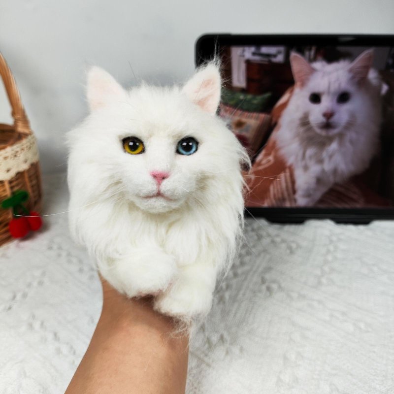 客製化逼真猫羊毛氈寵物娃娃定製手工複刻狗狗猫咪毛小孩肖像公仔 - 貓/狗玩具 - 羊毛 多色