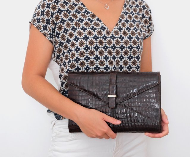 Valencia Leather & Crocodile Top Handle Bag