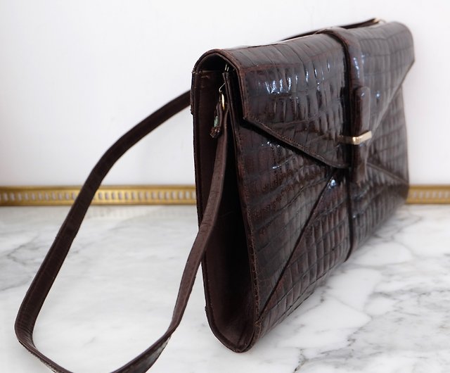 Valencia Leather & Crocodile Top Handle Bag