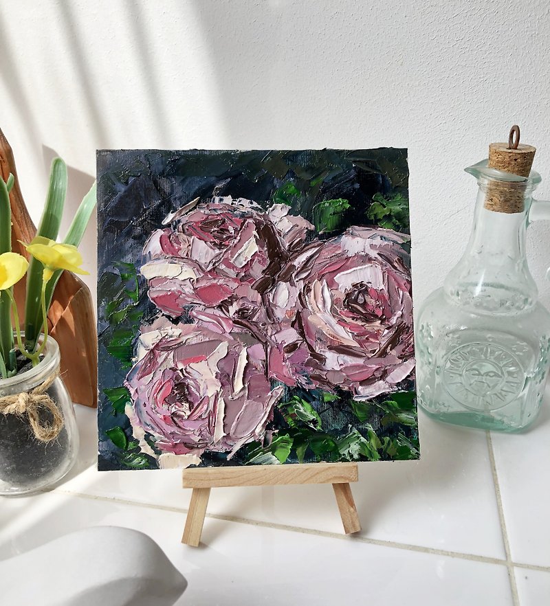 Roses Painting Wall Decor 油畫原作 Original Birth Flowers Art - Wall Décor - Other Materials Multicolor