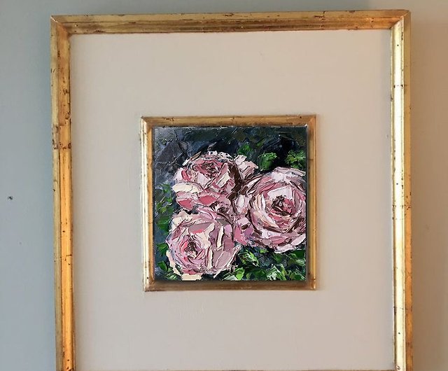 薔薇の絵の壁飾り オリジナル誕生花アート - ショップ ArtisticLiliya