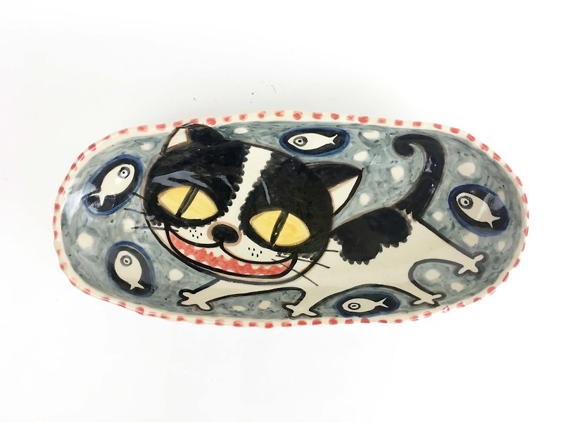 [Chouqing Value Deals] Nice Little Clay Handmade Six-legged Happy Flower Cat 0305-09 - Plates & Trays - Pottery Multicolor