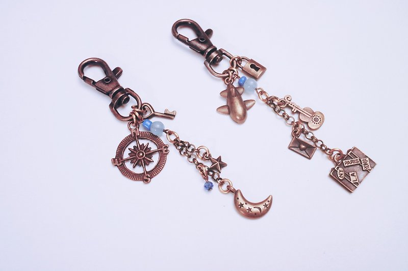【祝福小禮物】遠距離想起你 手做獨家設計 紀念 鑰匙圈 質感客製 - 吊飾 - 其他金屬 多色