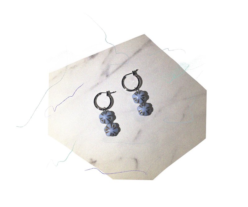 魔法石風靈耳環 - 耳環/耳夾 - 玻璃 藍色