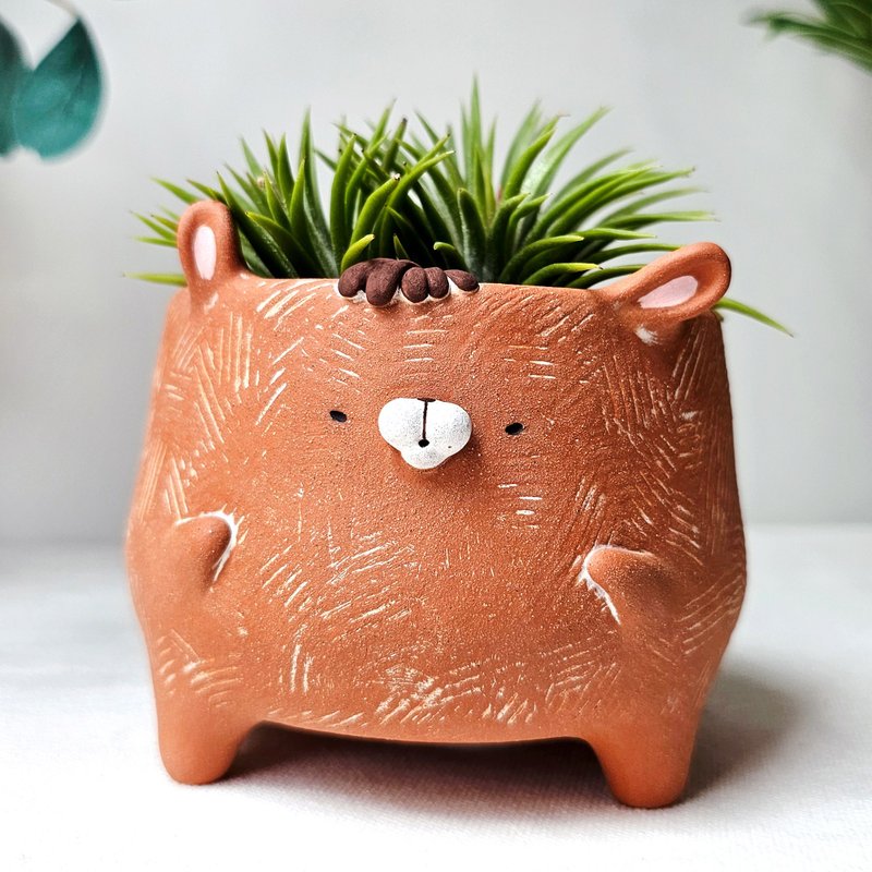 Chubby Bunny plant pot. Handmade terracotta planter. - 盆栽/植栽 - 陶 