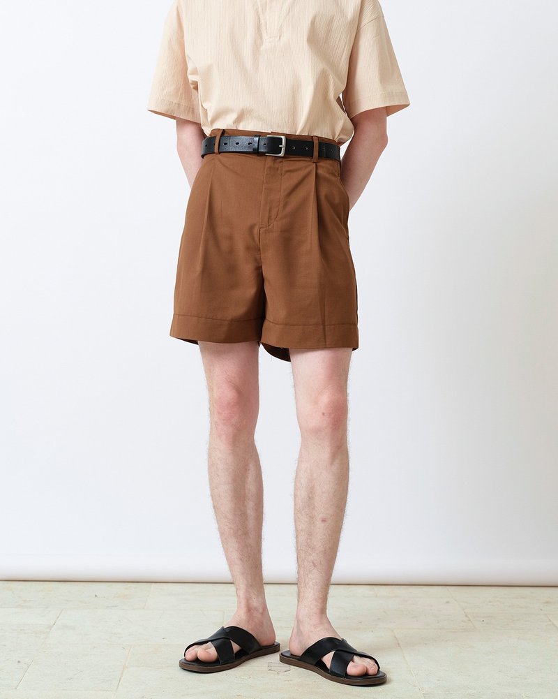 GRAINMUSTARD dark brown three-point shorts thin section tr drape flanging designer original men's summer - Men's Pants - Other Man-Made Fibers Brown