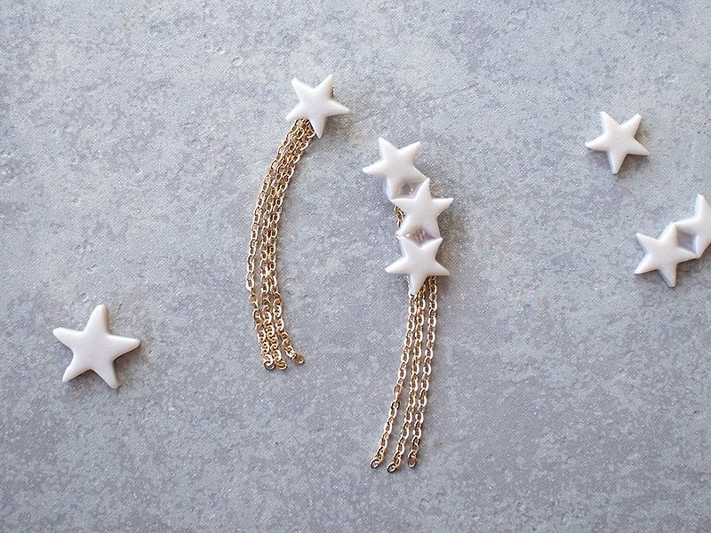 Citrus Star Earrings / Earrings - ต่างหู - ดินเหนียว ขาว