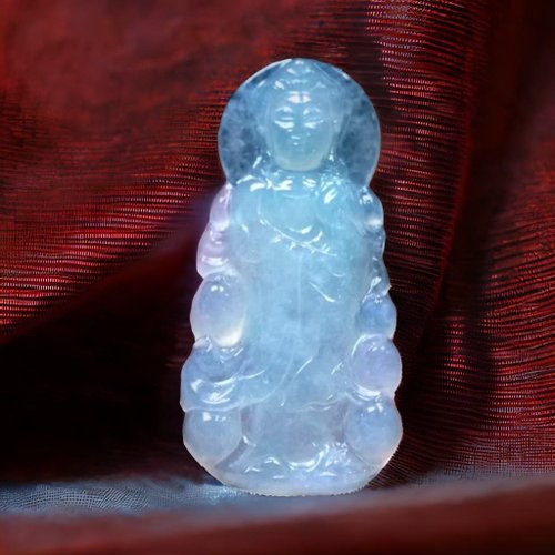 氷翡翠彫刻観音菩薩天然ビルマ翡翠ギフト | - ショップ Yingluo