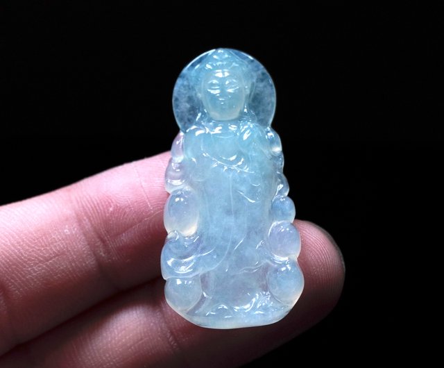 氷翡翠彫刻観音菩薩天然ビルマ翡翠ギフト | - ショップ Yingluo