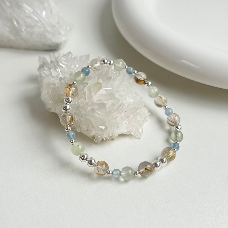 Summer Lemongrass/ Stone Crystal Prehnite Aquamarine/Crystal Bracelet Customization - สร้อยข้อมือ - คริสตัล 