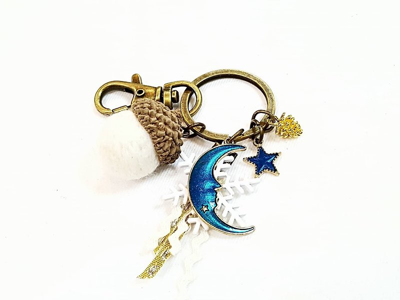 Paris*Le Bonheun. Forest of happiness. Blue christmas night - Keychains - Other Metals White