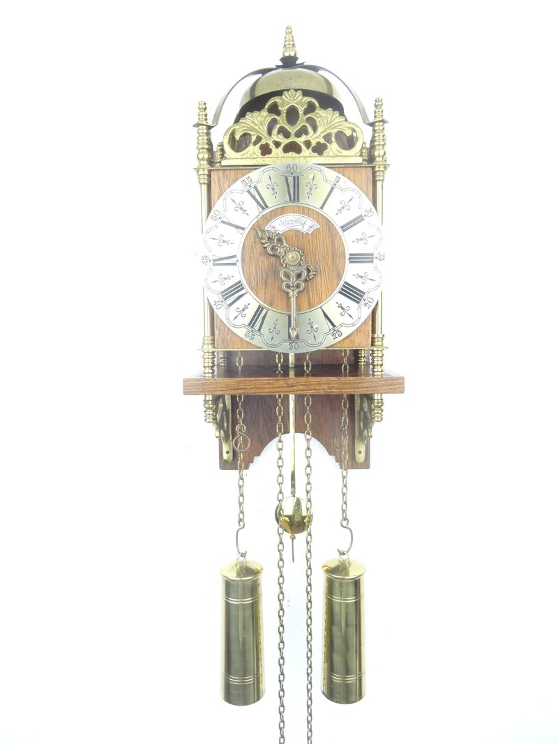 Dutch Vintage Antique Warmink Lantern Wall Clock (Junghans era) - 時鐘/鬧鐘 - 木頭 咖啡色