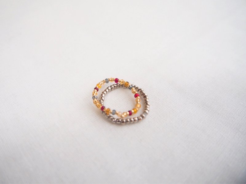 ビーズリング　２連　【　antique　】　レトロ - 戒指 - 其他材質 銀色