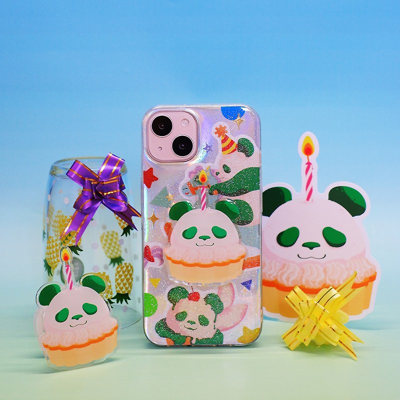 Taomo Manufacturing Original Design Retro Cute Fun Panda Niche Mobile Phone Airbag Holder - ที่ตั้งมือถือ - พลาสติก 