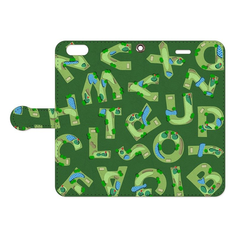 [Handbook type iPhone case] Golf course - Phone Cases - Genuine Leather Green